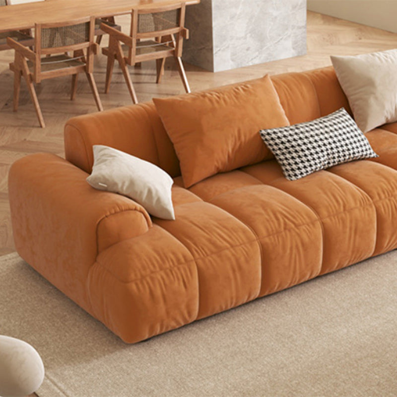 Modern Style Sofa Embedded Armrest Cushion Back Flannelette Material Sofa Bed