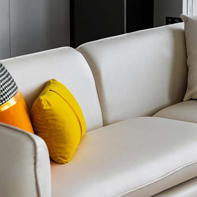 Contemporary 28.3" H Faux Leather Tuxedo Arm Sofa For Living Room