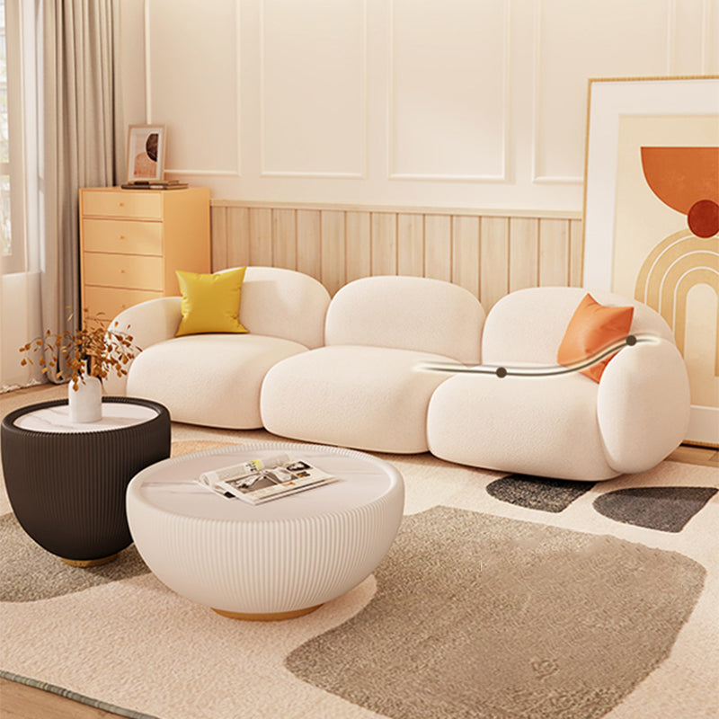 27.5" H Modern Faux Leather/wool Square Arm Sofa For Living Room