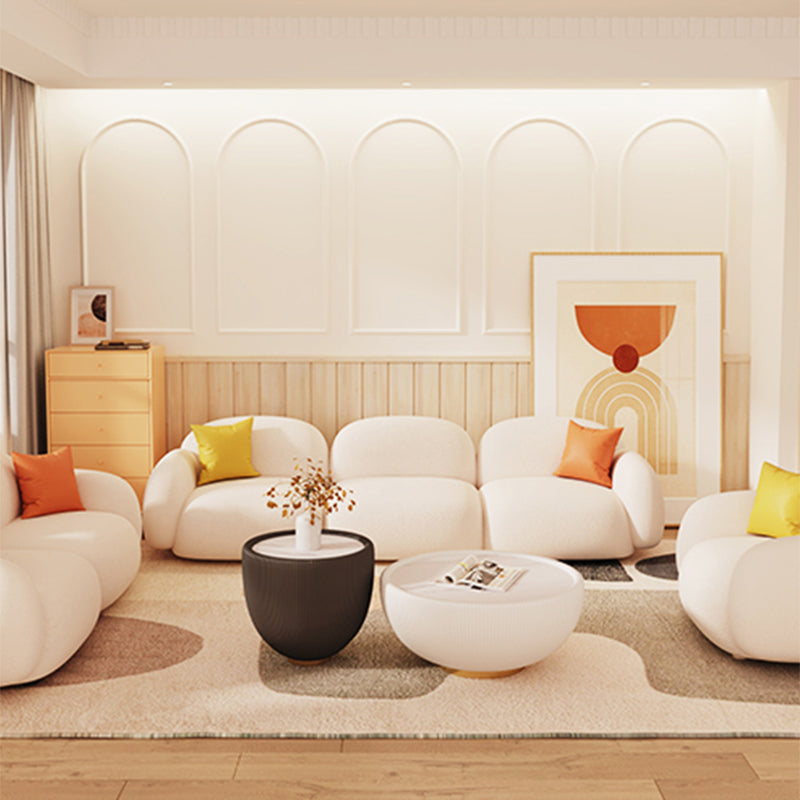 27.5" H Modern Faux Leather/wool Square Arm Sofa For Living Room