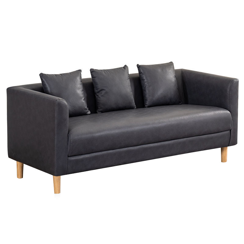 Faux Leather 3-seater Sofa Tuxedo Arm Stain Resistant 23.62" Wide