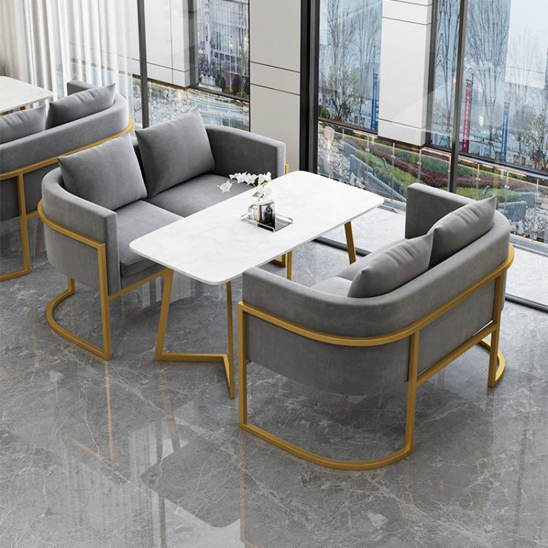 Velvet Gold Modern Sofa Tuxedo Arm Loveseat Contemporary Style