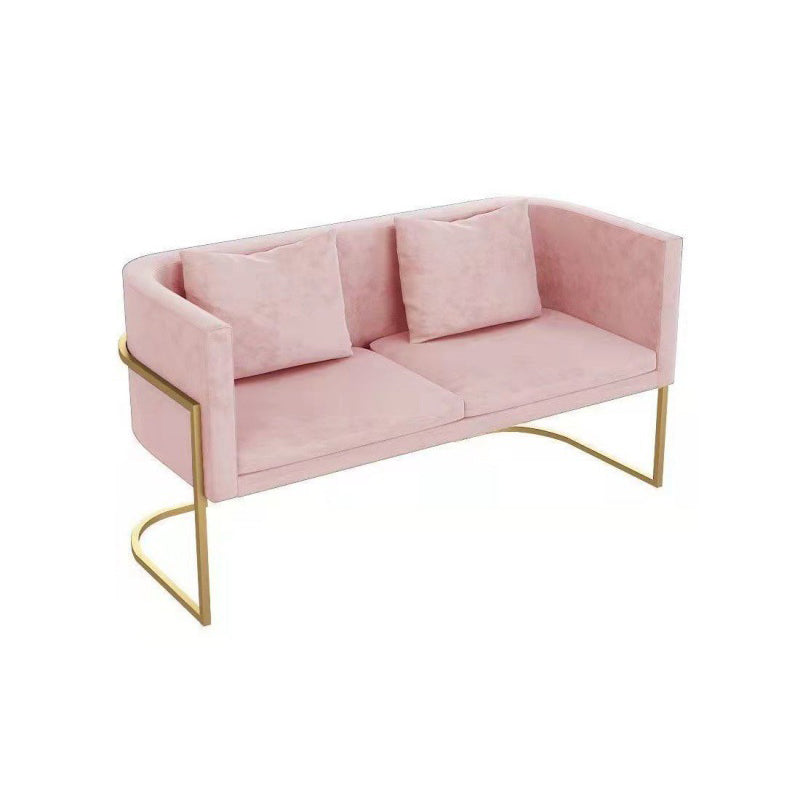 Velvet Gold Modern Sofa Tuxedo Arm Loveseat Contemporary Style