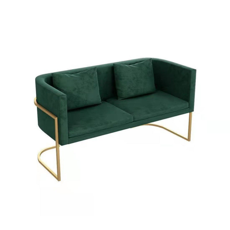 Velvet Gold Modern Sofa Tuxedo Arm Loveseat Contemporary Style