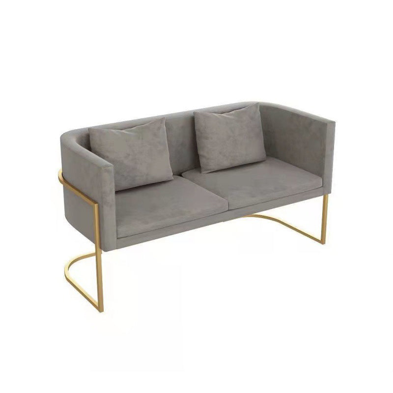 Velvet Gold Modern Sofa Tuxedo Arm Loveseat Contemporary Style
