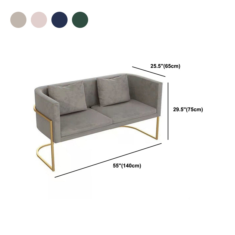 Velvet Gold Modern Sofa Tuxedo Arm Loveseat Contemporary Style