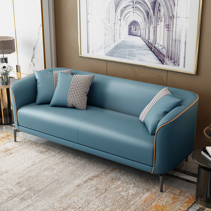 Faux Leather Sofa Tuxedo Arm Stain Resistant Sofa 25.59" H for Apartment