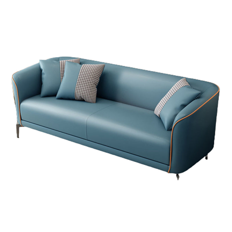 Faux Leather Sofa Tuxedo Arm Stain Resistant Sofa 25.59" H for Apartment