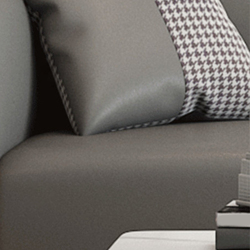 Faux Leather Sofa Tuxedo Arm Stain Resistant Sofa 25.59" H for Apartment