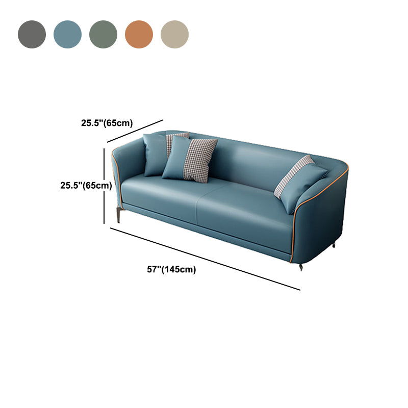 Faux Leather Sofa Tuxedo Arm Stain Resistant Sofa 25.59" H for Apartment