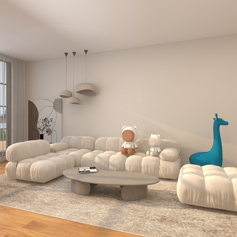 Modern Style Lamb Velvet Sofa Low Back Grey/white/orange/blue Sofa bed