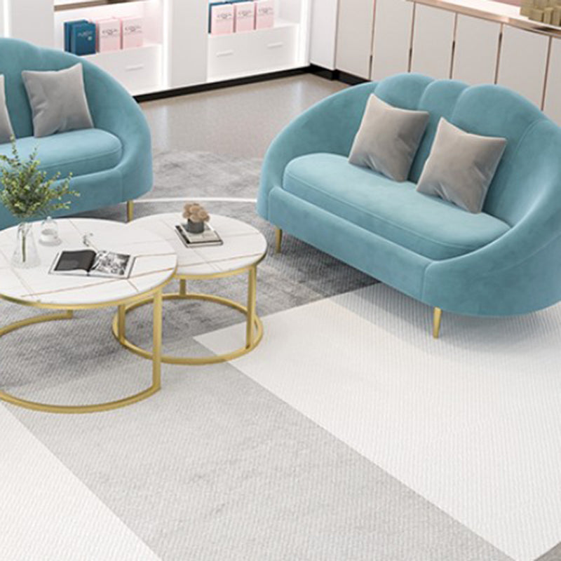 Velvet Contemporary Curved Sofa Sloped Arm Sofa for Living Room