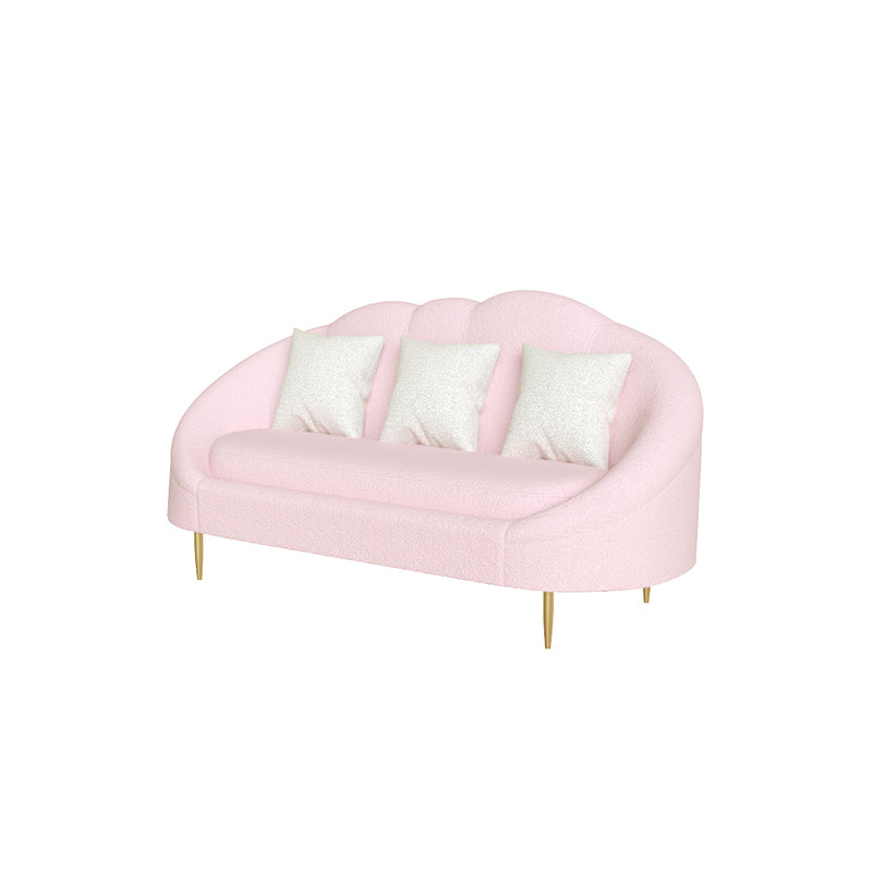 Velvet Contemporary Curved Sofa Sloped Arm Sofa for Living Room