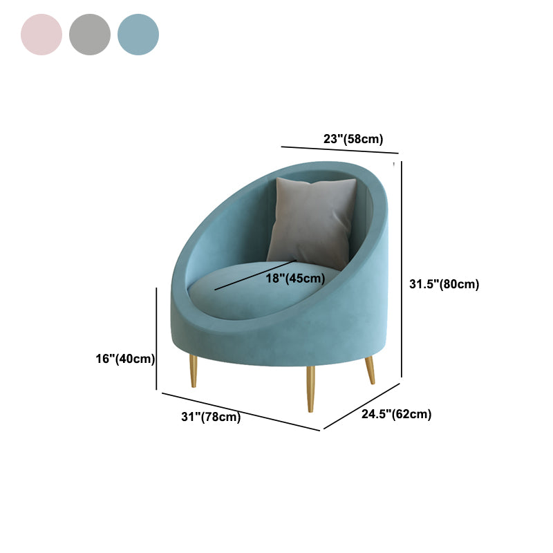 Velvet Contemporary Curved Sofa Sloped Arm Sofa for Living Room