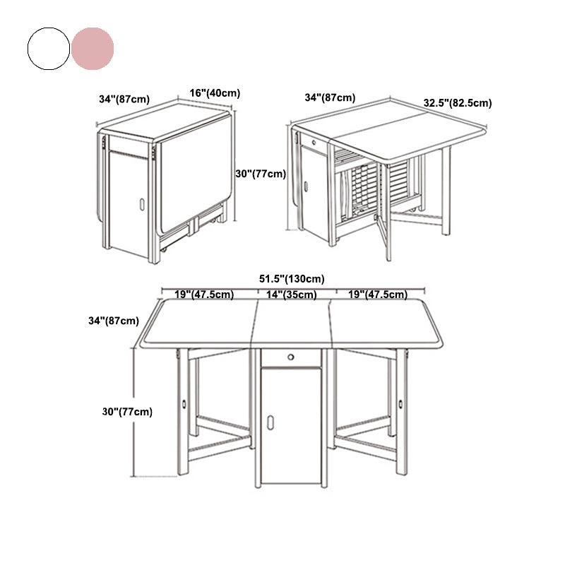 Rubberwood Solid Wood Table Mid-Century Folding Dining Table for Home (only Table)