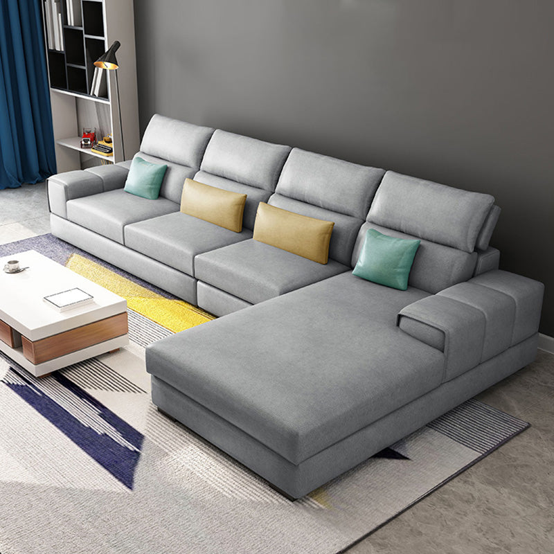 Modern Sectional Sofa with Chaise and Adjustable Head Pillow