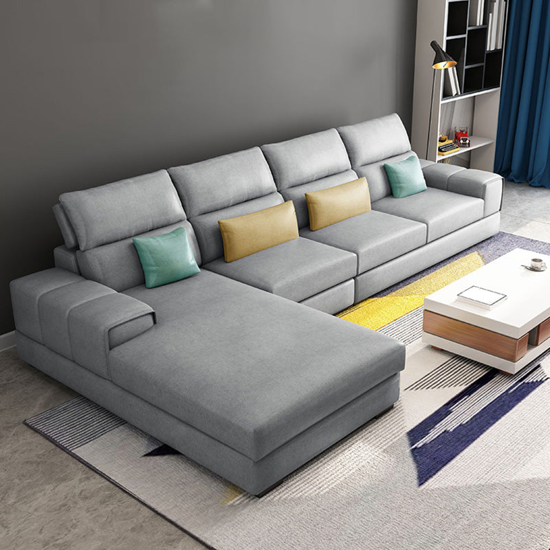 Modern Sectional Sofa with Chaise and Adjustable Head Pillow