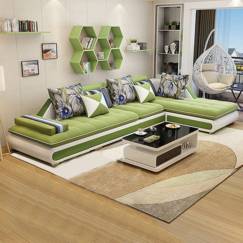 129.13 Inches Long Velvet Sectional Modern Sectional for Living Room