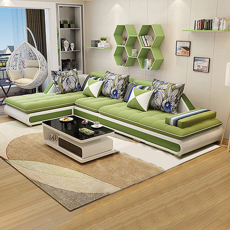 129.13 Inches Long Velvet Sectional Modern Sectional for Living Room