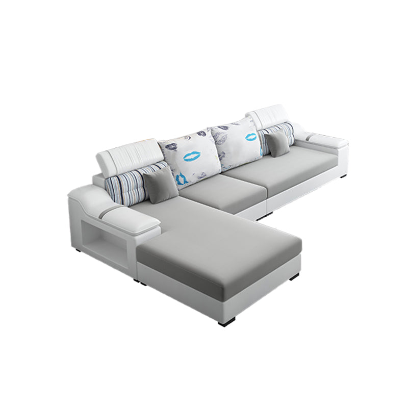 Light-grey Modern Sectional Stain-Resistant Faux leather Sectional