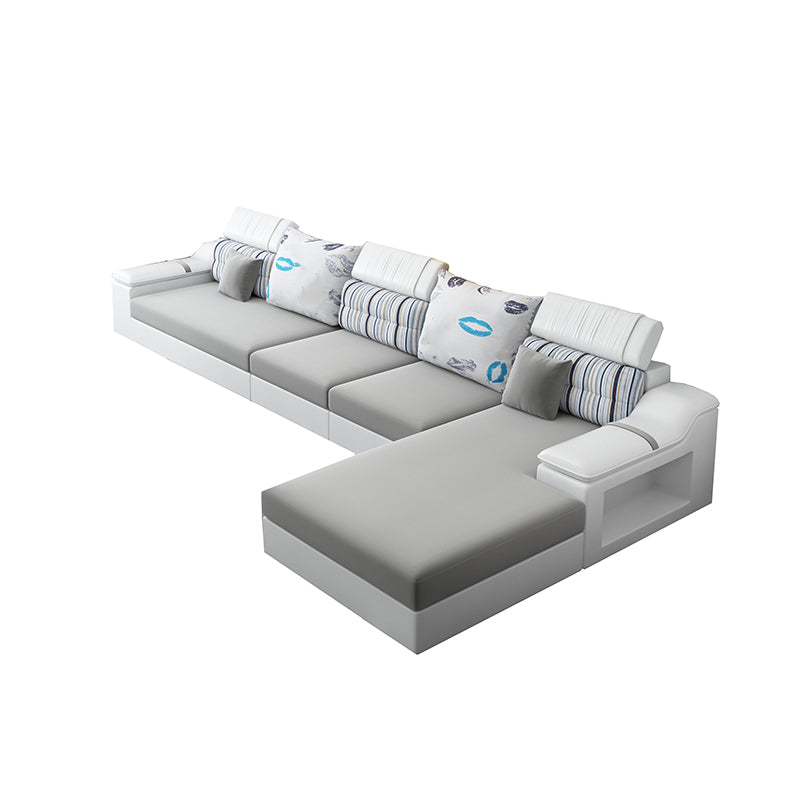 Light-grey Modern Sectional Stain-Resistant Faux leather Sectional