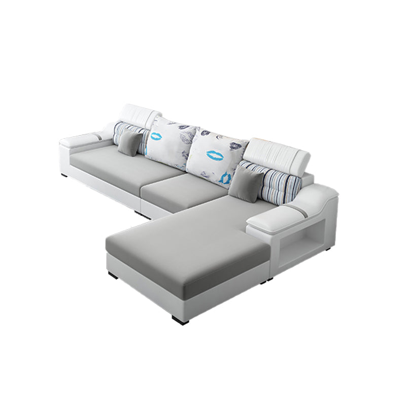 Light-grey Modern Sectional Stain-Resistant Faux leather Sectional