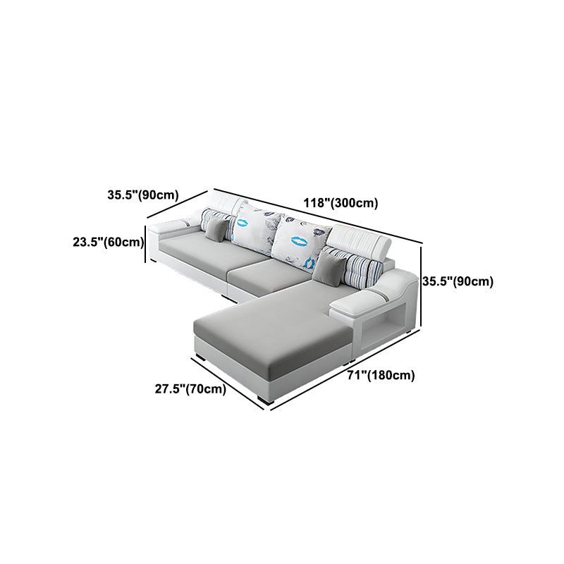 Light-grey Modern Sectional Stain-Resistant Faux leather Sectional