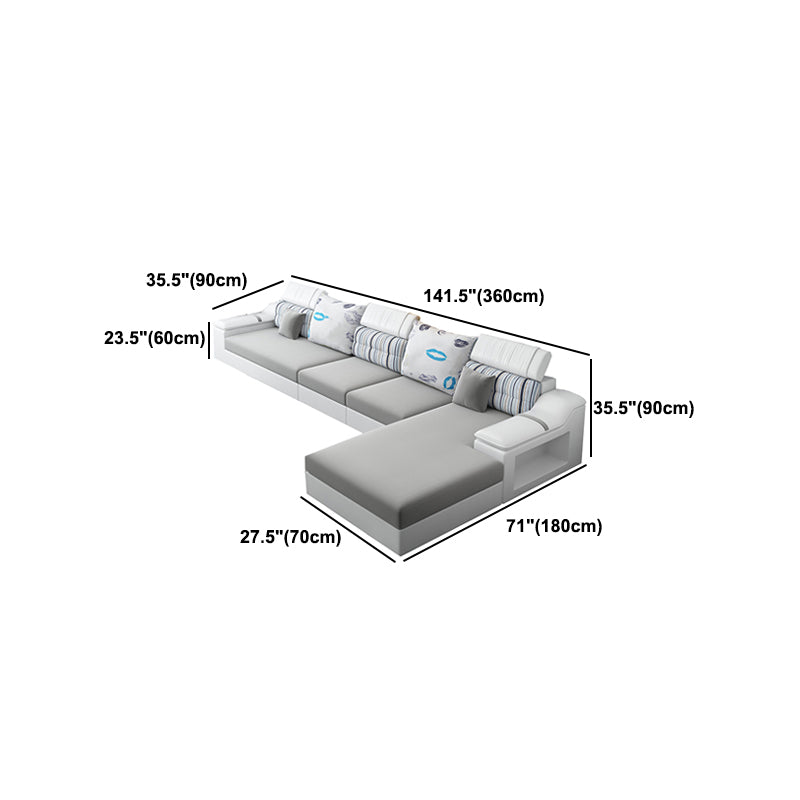 Light-grey Modern Sectional Stain-Resistant Faux leather Sectional
