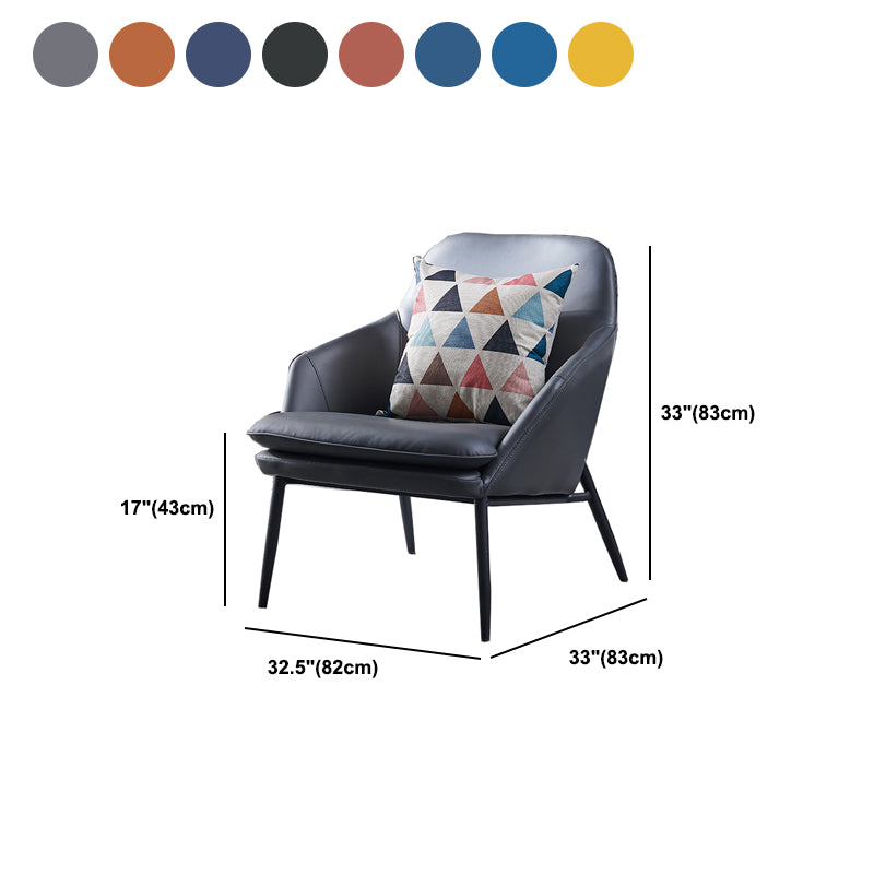 Mid-Century Modern Basic Four Leg Arm Chair Leather Accent Armchair for Living Room