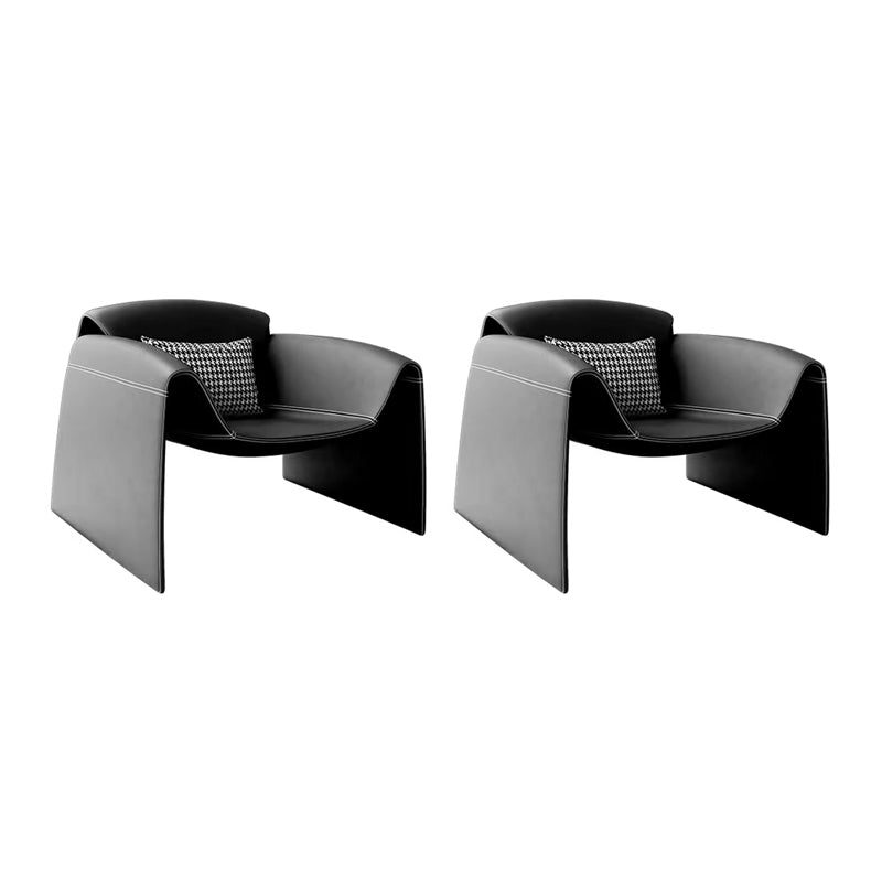 Mid-Century Modern Sled Arm Chair Faux Leather Accent Armchair for Bedroom