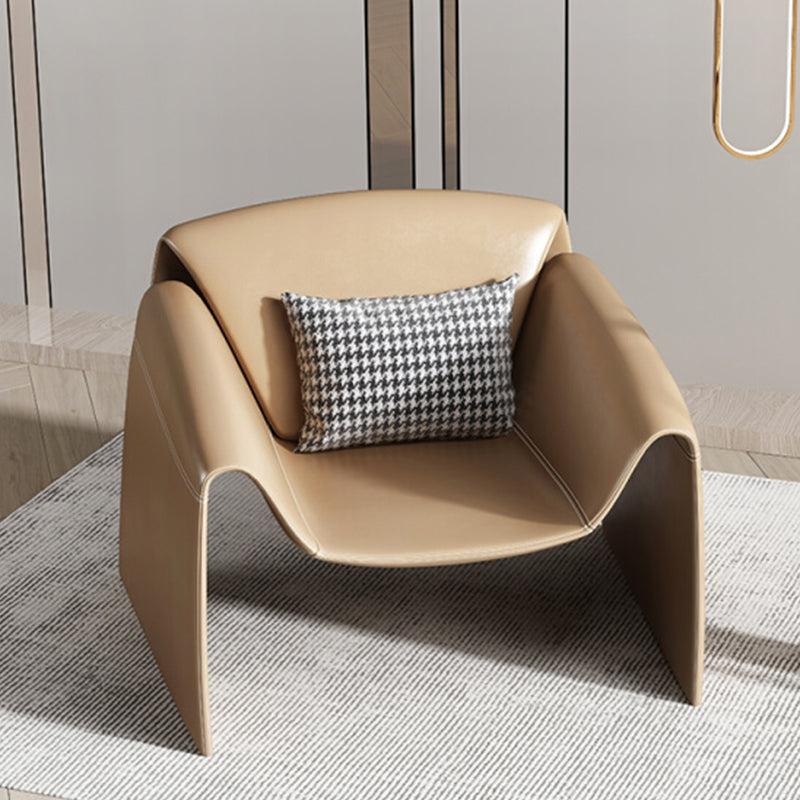 Mid-Century Modern Sled Arm Chair Faux Leather Accent Armchair for Bedroom