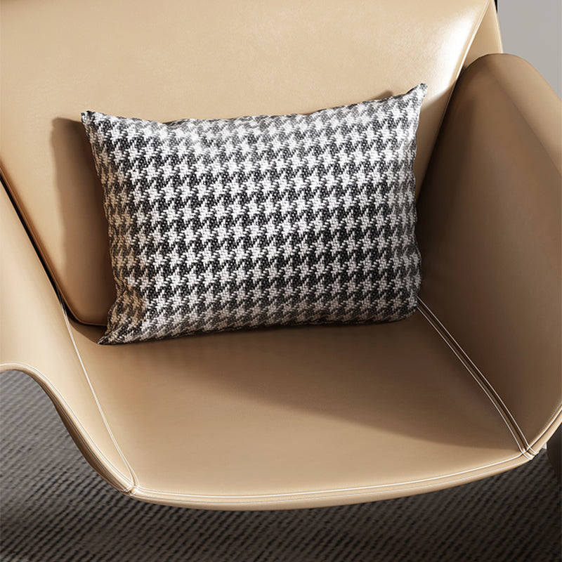 Mid-Century Modern Sled Arm Chair Faux Leather Accent Armchair for Bedroom