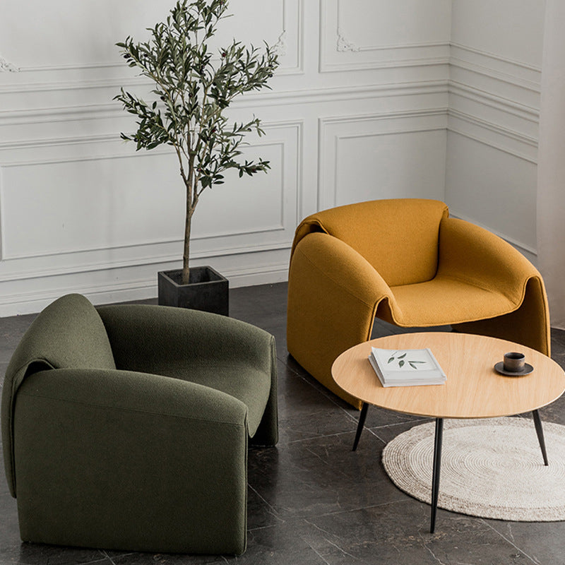 Mid-Century Modern Sled Arm Chair Faux Leather Accent Armchair for Bedroom