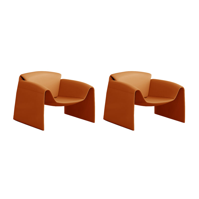 Mid-Century Modern Sled Arm Chair Faux Leather Accent Armchair for Bedroom