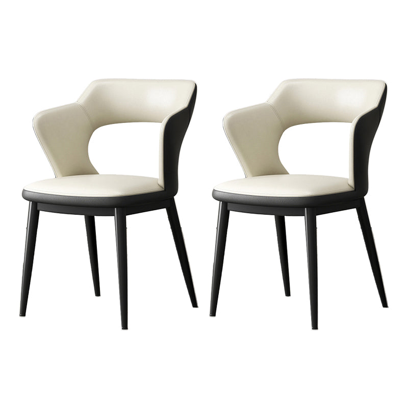 Mid-Century Modern Armless Side Chair Leather Basic Four Leg Side Chair for Bedroom