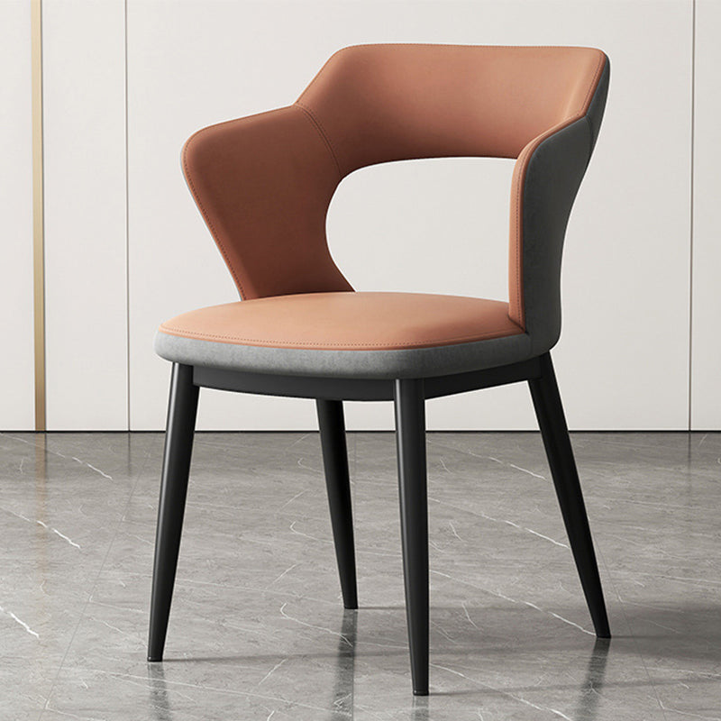 Mid-Century Modern Armless Side Chair Leather Basic Four Leg Side Chair for Bedroom