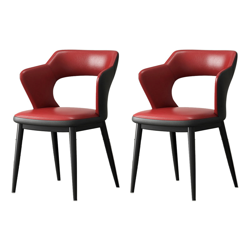 Mid-Century Modern Armless Side Chair Leather Basic Four Leg Side Chair for Bedroom