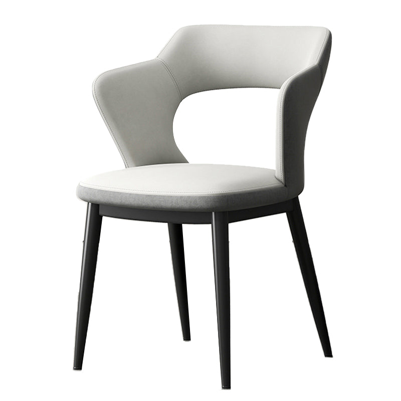 Mid-Century Modern Armless Side Chair Leather Basic Four Leg Side Chair for Bedroom