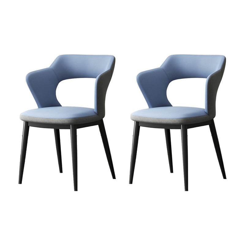 Mid-Century Modern Armless Side Chair Leather Basic Four Leg Side Chair for Bedroom