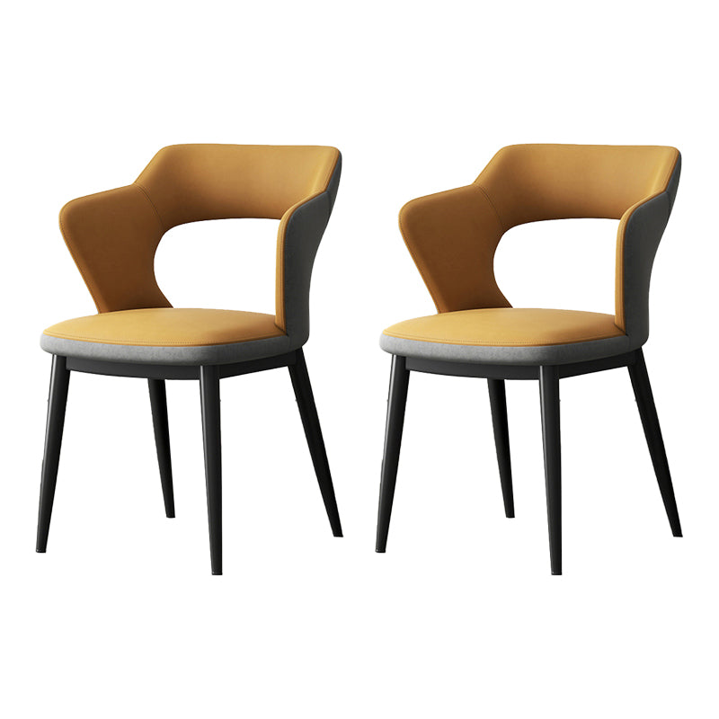 Mid-Century Modern Armless Side Chair Leather Basic Four Leg Side Chair for Bedroom