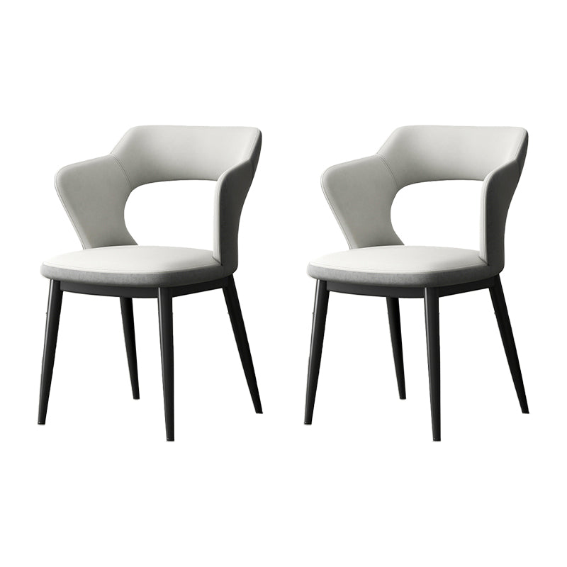 Mid-Century Modern Armless Side Chair Leather Basic Four Leg Side Chair for Bedroom