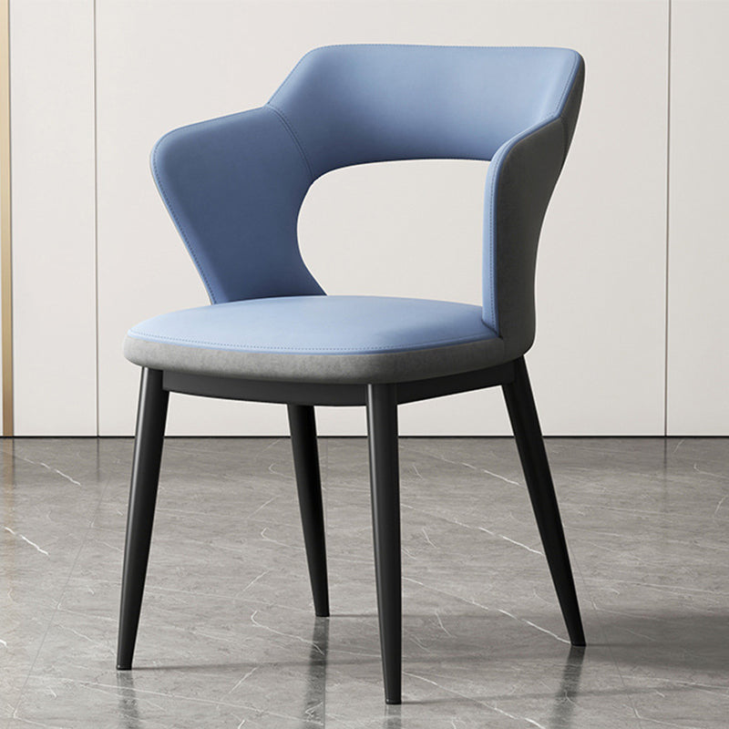 Mid-Century Modern Armless Side Chair Leather Basic Four Leg Side Chair for Bedroom