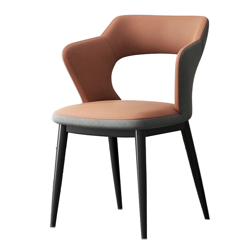 Mid-Century Modern Armless Side Chair Leather Basic Four Leg Side Chair for Bedroom