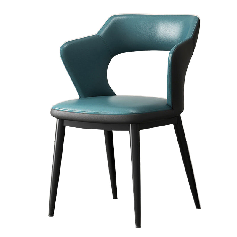 Mid-Century Modern Armless Side Chair Leather Basic Four Leg Side Chair for Bedroom