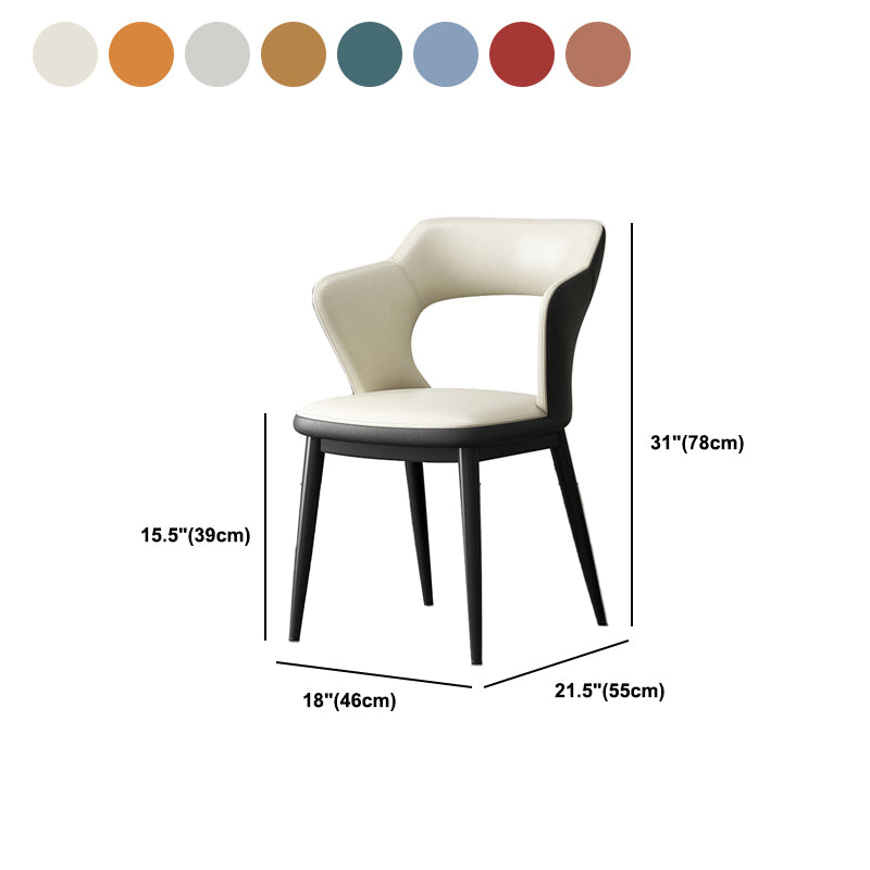 Mid-Century Modern Armless Side Chair Leather Basic Four Leg Side Chair for Bedroom