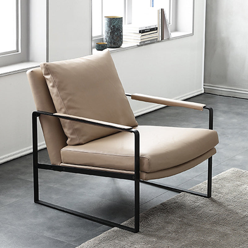 Mid-Century Modern Sled Arm Chair Faux Leather Accent Armchair for Living Room