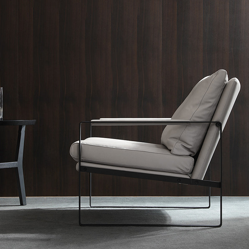 Mid-Century Modern Sled Arm Chair Faux Leather Accent Armchair for Living Room