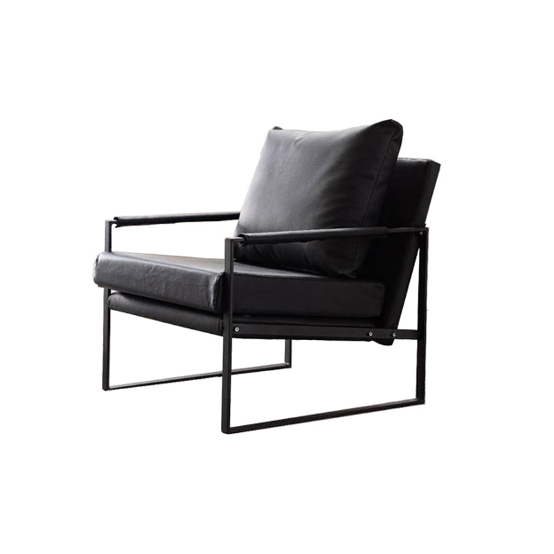 Mid-Century Modern Sled Arm Chair Faux Leather Accent Armchair for Living Room