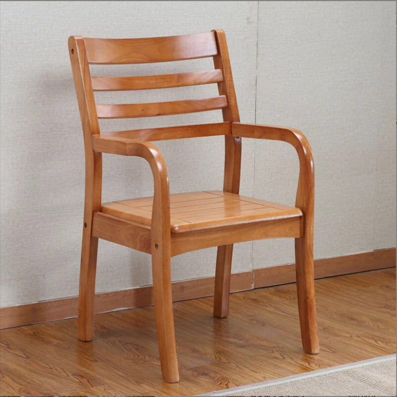Mid-century Modern Style Rubber Wood Solid Wood Armrest Fixed Back ARM Chair