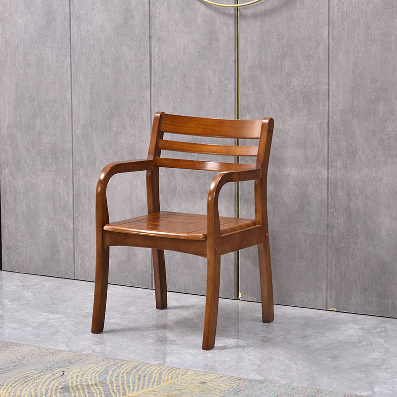 Mid-century Modern Style Rubber Wood Solid Wood Armrest Fixed Back ARM Chair